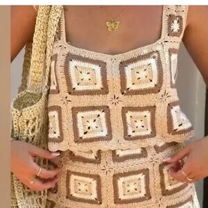 Show Me Your MuMu Kids Crochet Dress in Beige